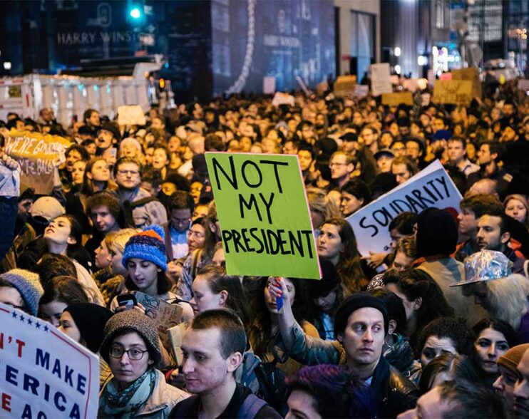 Street protesters reject Trump’s agenda.